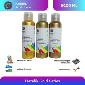 Cat Metalik Emas Bronze gold / Green gold / Gold / Akrilik / Lukis / Kanvas / Mural  100ml Premium Sparkling Gold / Cat Pagar / Cat Gypsum / Gold Paint / Cat Dekorasi / Cat Besi