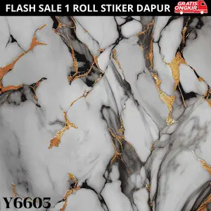 Wallpaper Sticker Dapur Marmer Kombinasi Anti Air Anti Minyak PVC 60cm x 3m Kamar