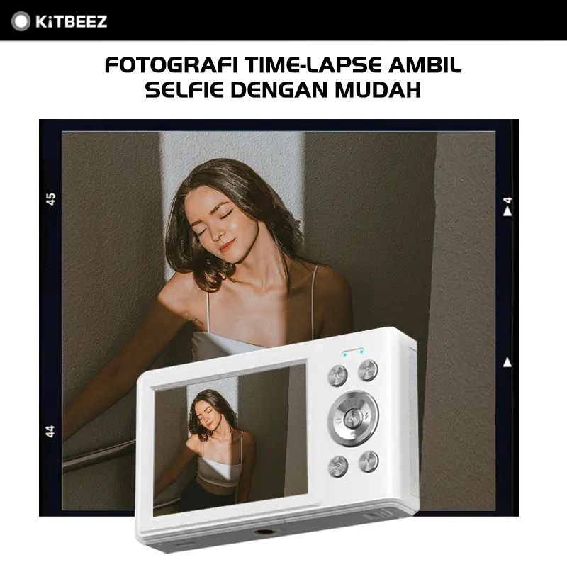 【KiTBEEZ KF-2】 Kamera CCD 56MP untuk Pelajar, Kamera Digital dengan Kartu CCD, AF (Autofokus), Layar Ultra HD 2.8 Inci, 56 Mega Piksel 7
