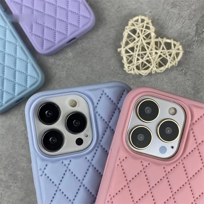 Case Complitable for Sam A05S A55 5G Casing flocked silicone 3D Diamond Pattern Leather Tahan Guncangan Tahan Banting