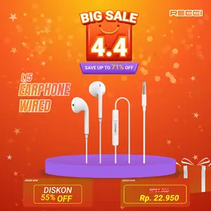 RECCI REP-L15 Wired Earphone Headset Kabel Audio Jack 3.5mm HD Quality Sound - Putih