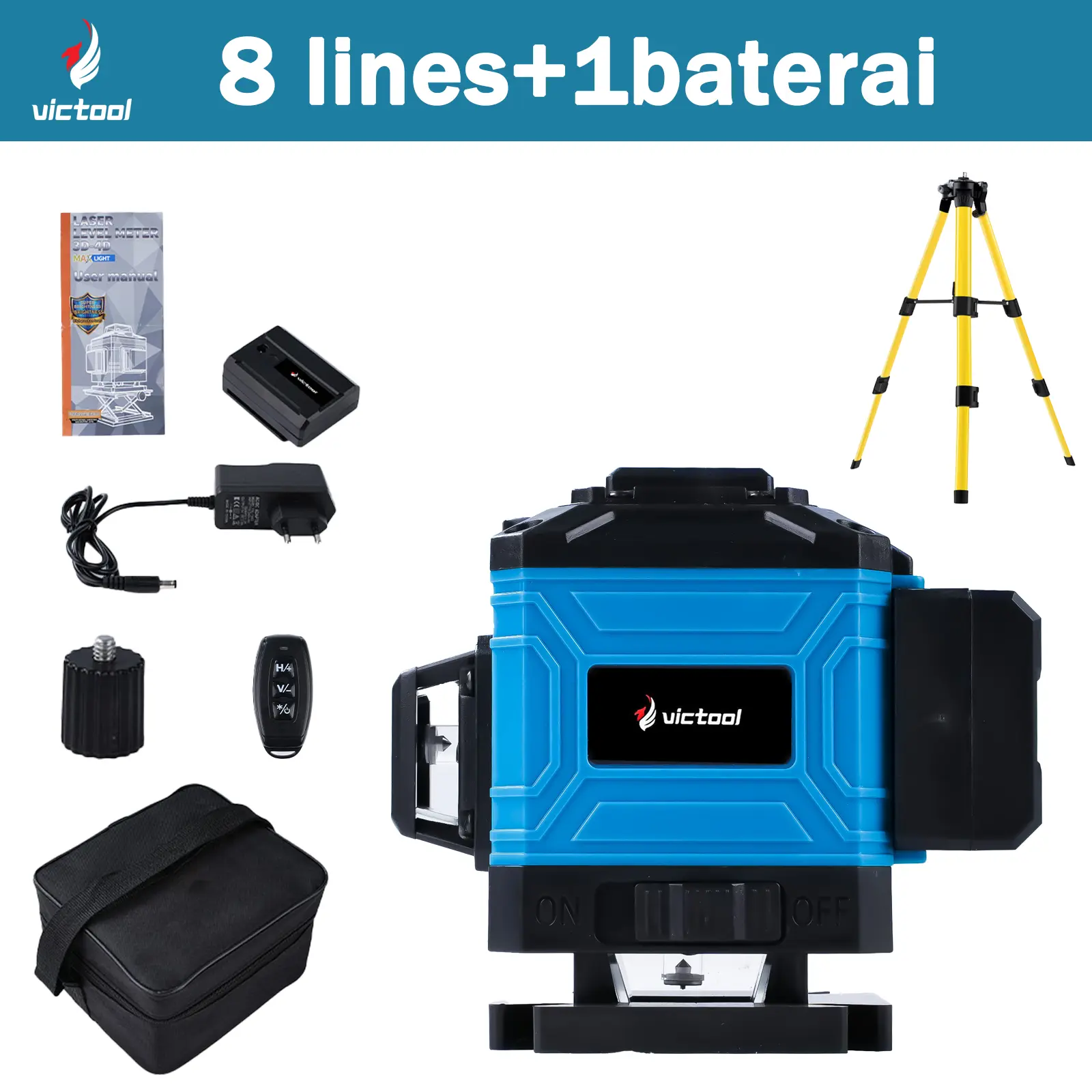 8lines+1baterai+Tripod Level Laser