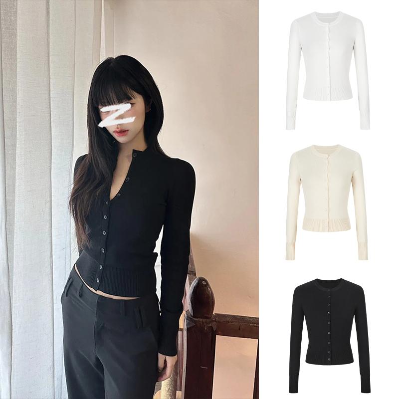 Áo Len Dệt Kim Cho Nữ < MOSES QUEEN > Thanh Lịch Và Đơn Giản Mỏng Và Ôm Sát Có Cúc Dễ Phối Đồ Rất Đẹp Áo Thích Hợp Nữ Thần Niche # 59260 Áo Cardigan Dệt Kim