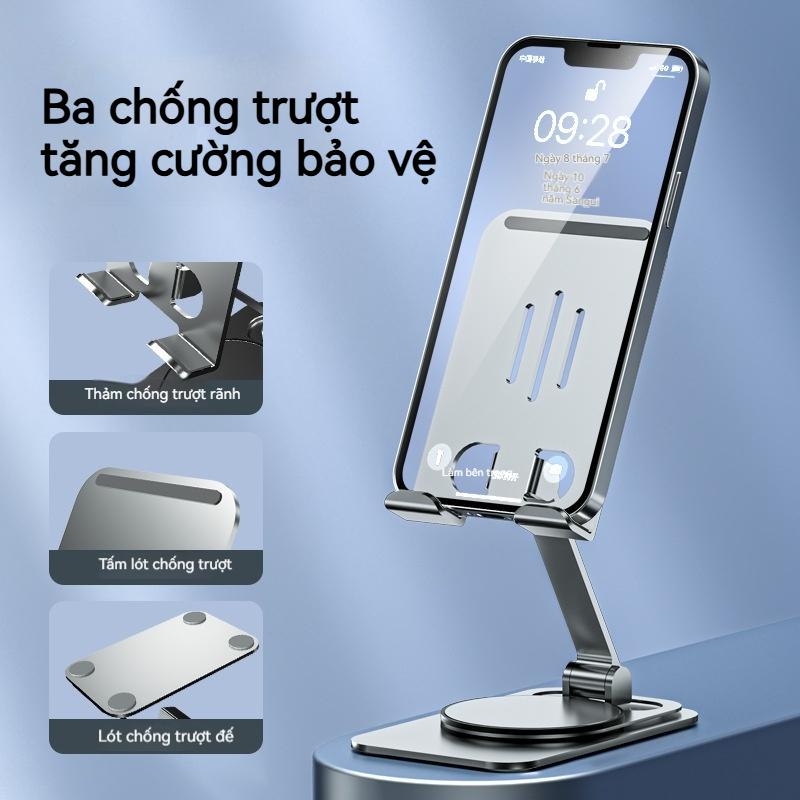 Giá Đỡ Điện Thoại Di Động Giá Đỡ Hợp Kim Nhôm Có Thể Gập Lại Xoay 360 Độ, Sản Phẩm Mới, Đế Kim Loại, Chống Trượt Silicon, Có Phụ Kiện khi nằm，đỡ điện thoại giá đỡ dt giá đỡ điện thoại di động  giá đỡ kê điện thoại Giá Đỡ Điện Giá đỡ điện 5