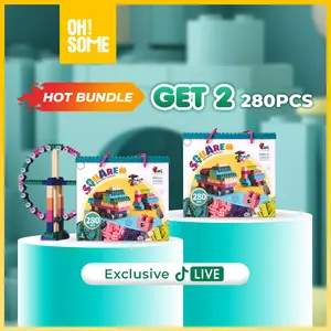 [GET 2 BOX, LIVE ONLY] Oh!Some - Mainan Brick Balok Susun Anak DIY 280 pcs*2 Bahan ABS Kuat Tahan Lama/DIY fun small square granule Kotak Toys square