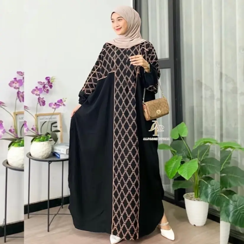 ￼Kaftan Arafah Rayon Jumbo Ld 180 Kaftan Muslim Wanita Nyaman Tebal Gamis By Alinrafd