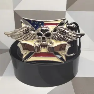 IKAT PINGGANG PRIA MOTIF TENGKORAK KEPALA BESI MODEL KEPALA METAL