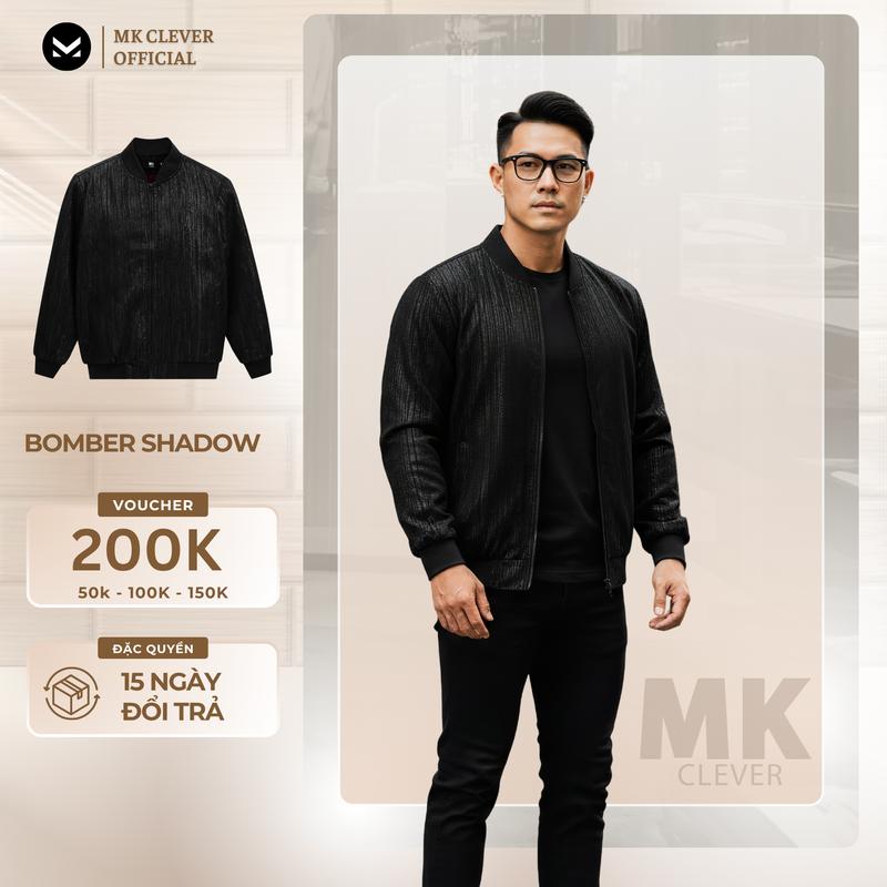  Áo Khoác Bomber Shadow MK CLEVER Vải Gấm Hoạ Tiết Thêu Tỉ Mỉ 3 Lớp Trần Bông Dày Dặn Form Slimfit Nam Menswear Size M L XL XXL 
