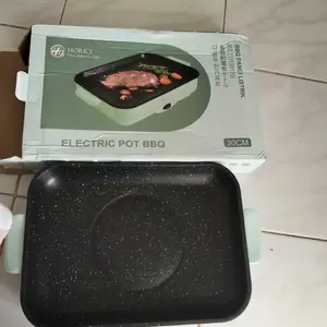 Kafiinmal Panggangan Multifungsi BBQ Elektrik Low Watt 300-600 WATT Panci Listrik Pemanggang Grill Electric Anti lengket Persegi Panjang