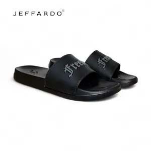 Jeffardo Sendal Pria Wanita Basic Polos Anti Slip Sandal Selop Karet Fullblack Ringan Dan empuk Size 36-43