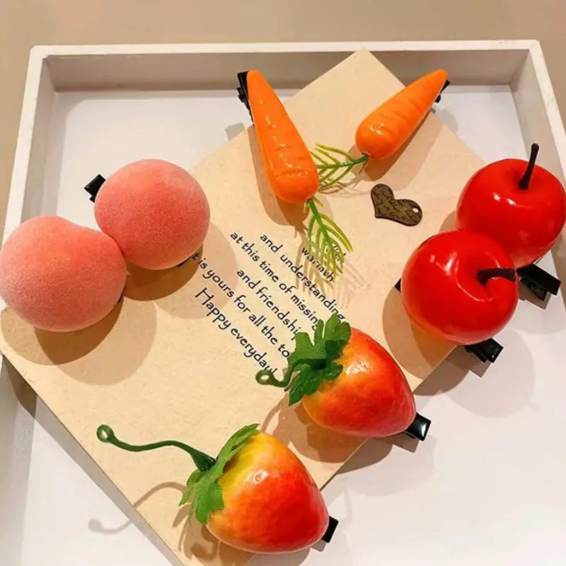 Klip Rambut Epal, Fesyen, Comel, untuk Wanita dan Gadis, dengan Rekaan Sayur Buah