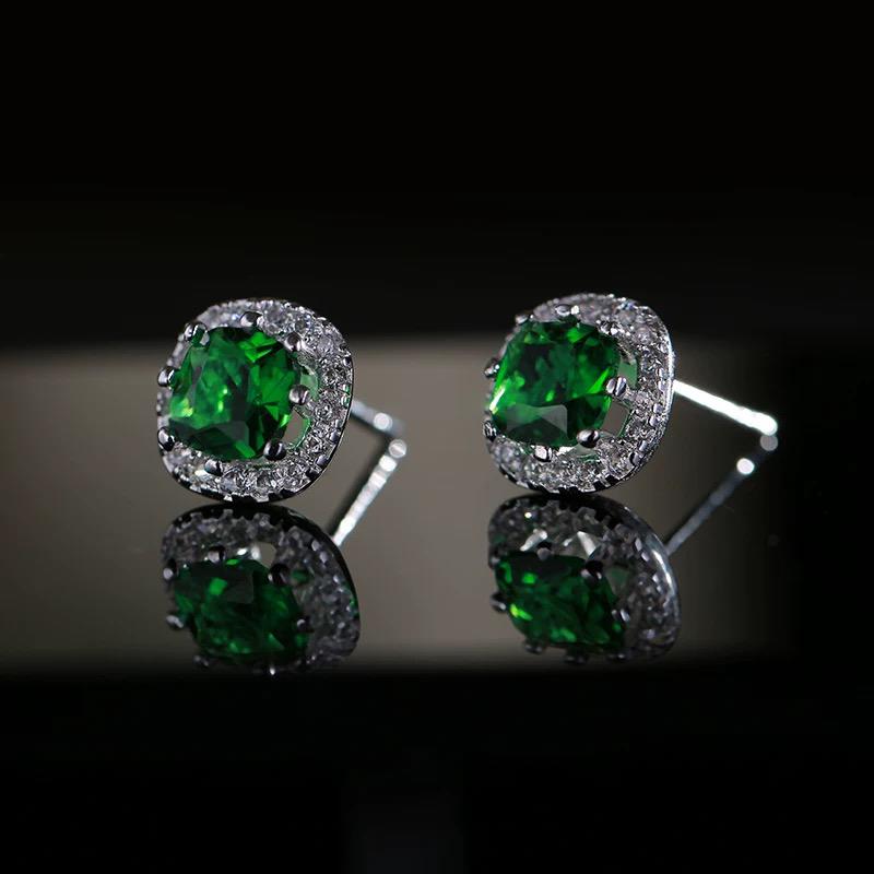 Product Introduction of TOKHIMI Zircon Stud Earrings for Women - Square Crystal S925 Silver Earrings with Halo Design 2