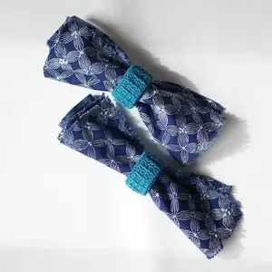 Batik Fractal Peralatan Makan Serbet Makan Batik Kawung Warna Biru