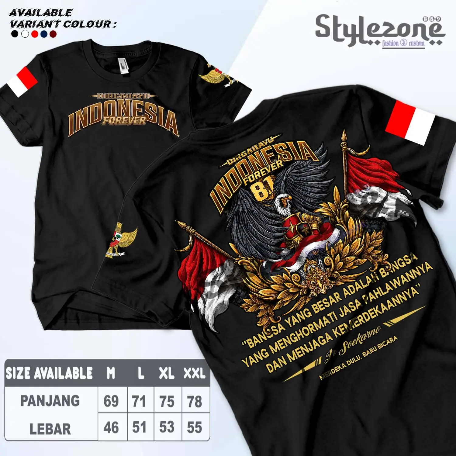 KAOS INDONESIA Series Kemerdekaan Vol.9 Dirgahayu 81 - Baju Agustusan 2026 Dewasa Anak - Tshirt 17 Agustus Merdeka Merah