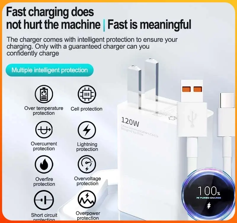 Bộ sạc loại C, 120W, Bộ sạc siêu nhanh Chính Hãng 6A, Chiều dài 1M, 1.5M, 2M, Cáp sạc nhanh TypeC, Tương thích với Huawei và Xiaomi Phụ Kiện Usb 1
