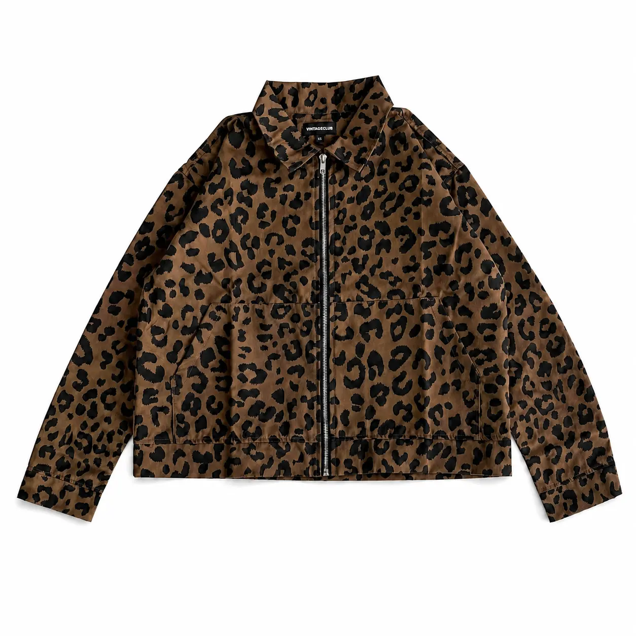 WORK JACKET PATTERN LEOPARD | JAKET BOXY MOTIF MACAN RANTING COKLAT