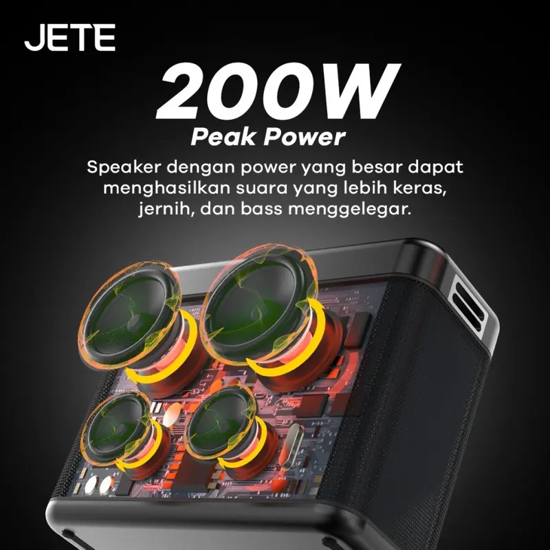 JETE SB2 Speaker Karaoke Bluetooth 2 Mic Wireless IPX6 Garansi 2 Tahun