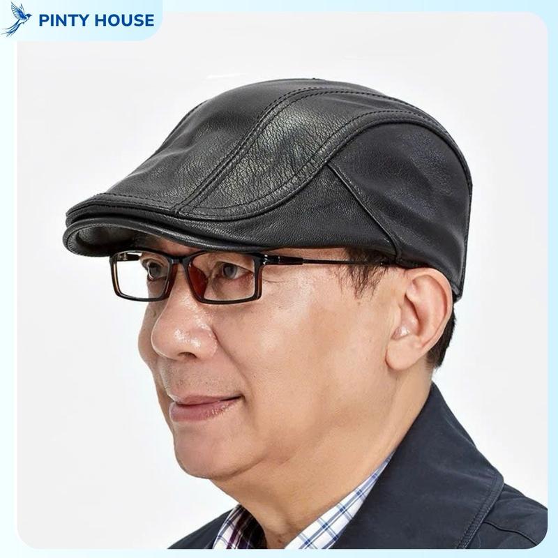 Mũ Nồi Da Pu Cao Cấp Nón Beret Mỏ Vịt Nam Trung Niên –Phong Cách Cổ Điển Lịch Lãm Chất Liệu Cao Cấp Làm Quà Tặng Ý Nghĩa Cho Bố Và Ông - Đường May Tinh Tế Chắc Chắn