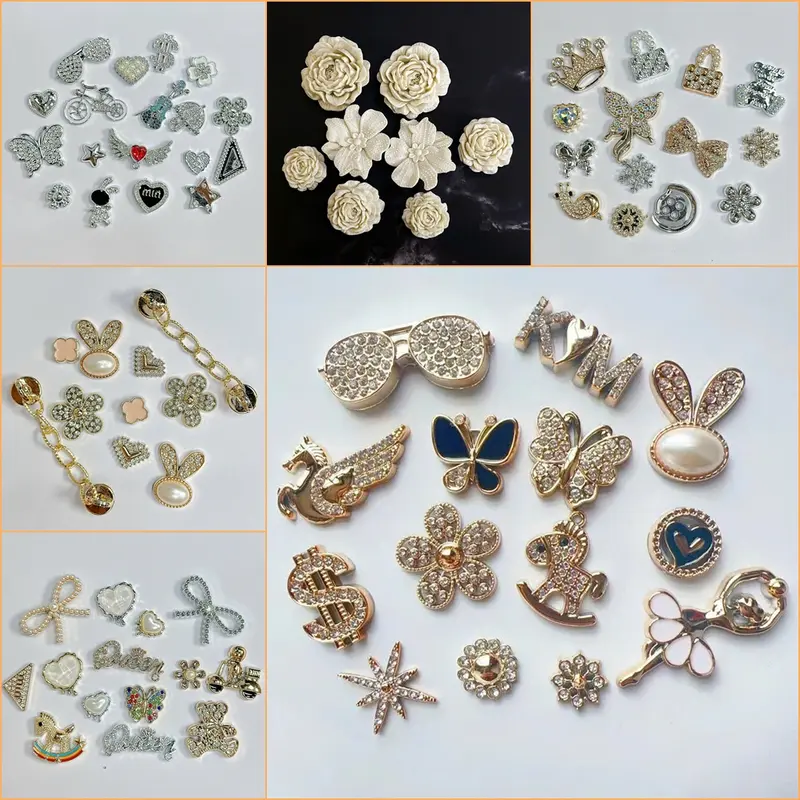 Bộ Sticker nhựa phủ mạ kim - 3D-nhí-đá gắn dép siêu dễ thương gắn dép sục 0