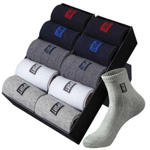 ( Business Sport) 3 Pasang kaos kaki kerja motif sport pendek 3/4 Di atas Mata Kaki Remaja Dan Dewasa Pria Wanita Hitam 0
