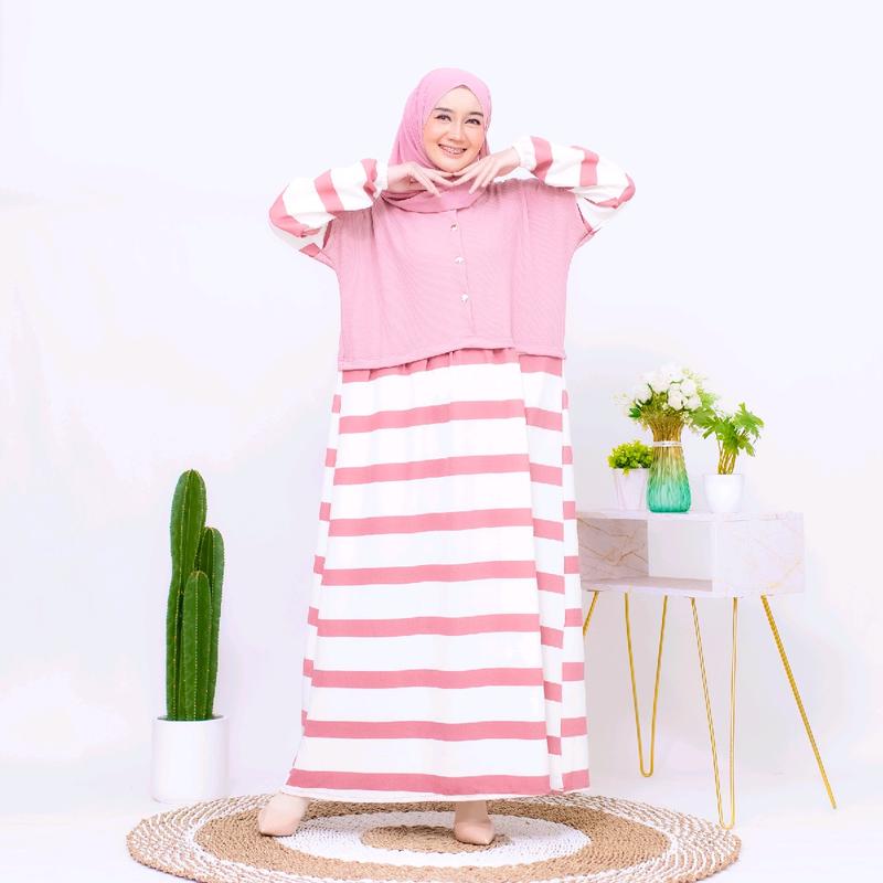 Tania Dress Gamis Salur Knit Gamis Murah Gamis Daily Gamis Busui Terbaru 4