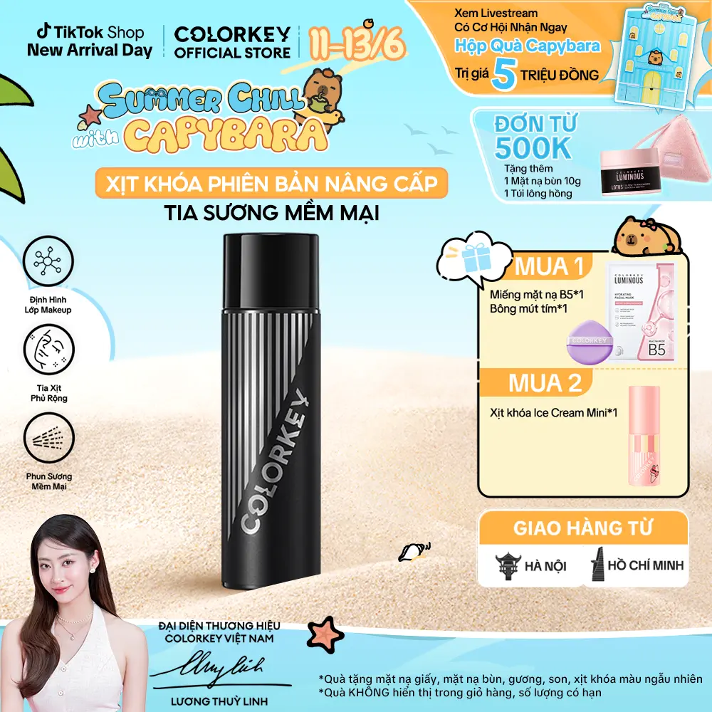 [New] Xịt Khóa Nền Colorkey Phiên Bản Nâng Cấp Tia Sương Mềm Mại Giúp Khóa Chặt Lớp Trang Điểm 100Ml/Chai