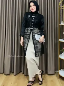 Hadju Tunik Brokat Tali Kancing + Mutiara Diamond / Tunik Brukat Sapto / Baju Kondangan Burkat, Wisuda, Seragaman, Bridesmaids, Pesta / Baju Borkat Tren idul fitri lebaran 2025 Hari Raya