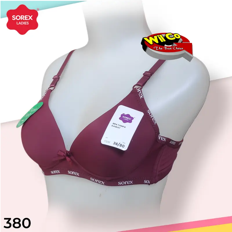 K380 Sorex Bra Busa Tipis Tanpa Kawat Cup B Kait 2 Size 34 - 40 Bh Wanita Dewasa dan Remaja 0
