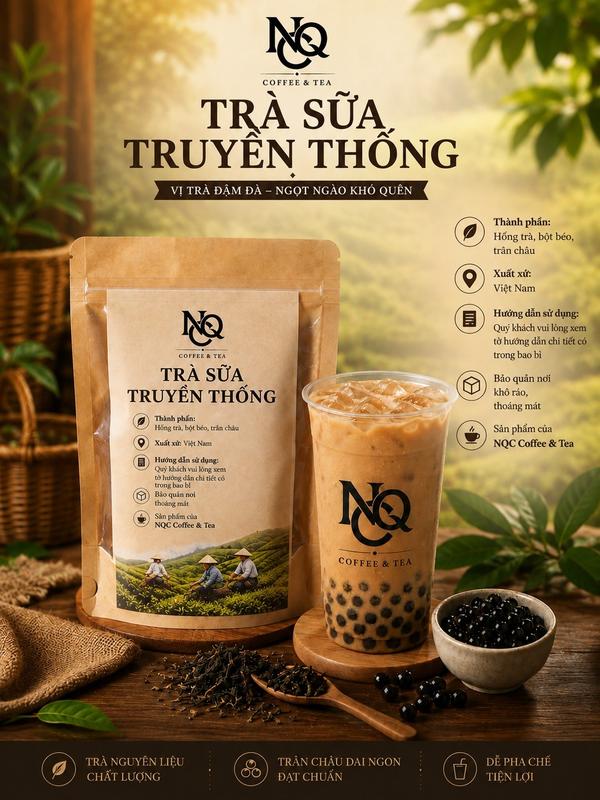 Trà Sữa Tự Pha Trà sữa Trân Châu Đường Đen NQC Coffee & Tea Nguyên Liệu Làm Trà Sữa Chocolate, Khoai Môn, Matcha, Hoa Nhài, Thái Xanh