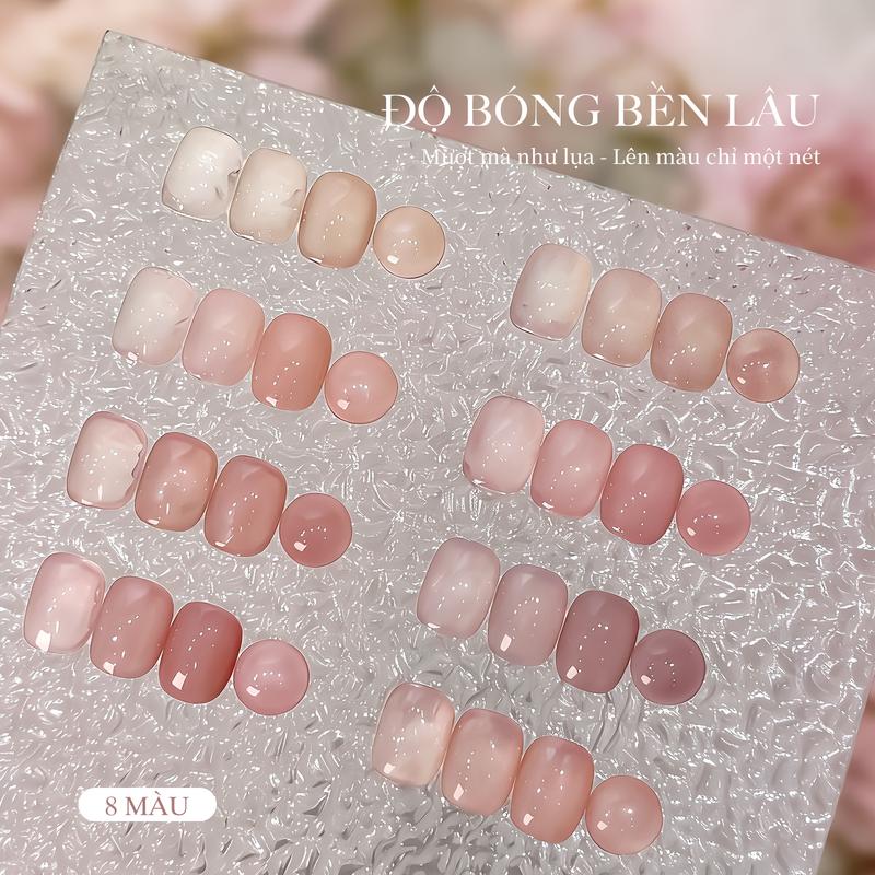 DANZHIHE Bộ sơn móng tay Thạch Tint Hồng 8 màu, 12ml, thích hợp cho những người yêu thích làm móng và các tiệm nail, bộ sản phẩm đầy đủ bao gồm cả bảng màu mẫu.