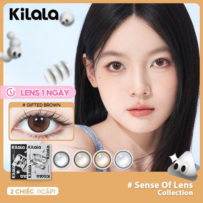  2 chiếc kính áp tròng Kilala LENS 1 NGÀY dòng Sense Of Lens màu tím xám DIA 14.5mm độ cận 0 lens mềm mịn hiệu ứng lên màu rõ – phối hợp hoàn hảo với nhiều kiểu makeup cá tính 