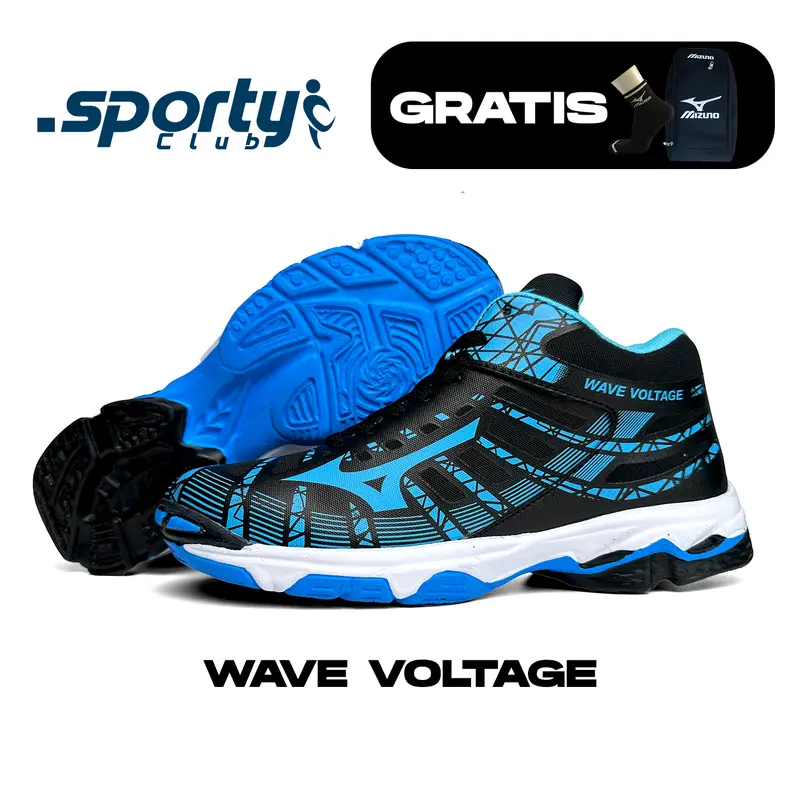Sepatu Olahraga Voli Mizuno Wave Voltage Biru Hitam Sporty Terbaru untuk Pria dan Wanita Bisa COD 4