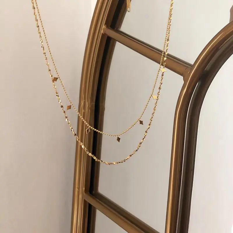 Kalung Dua Layer Double Layer Titanium Wanita Simple Elegant Aesthetic 4