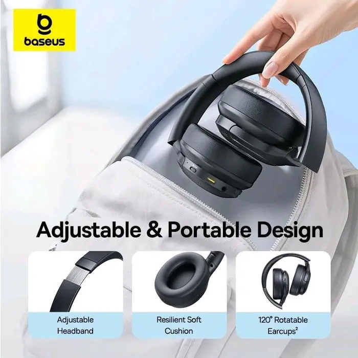 HEADSET BASEUS BASS BH1 LITE HEADPHONE WIRELESS BLUETOOTH 6.0 DUAL MODE SUPER BASS SOUND ENC