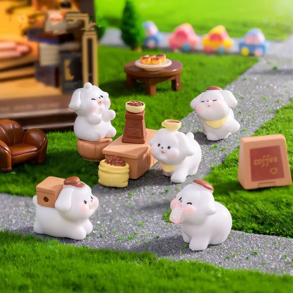 Cute DIY Doll House Dog Doll Car Ornament Gardening Animals Statue Fairy Gift Mini Animals Figurine