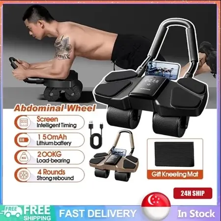 Ab Roller Wheel Fitness Body Shaping Foam Steel Pipe Plank Ab Wheel Ab Roller with elbow support