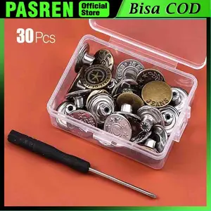 30Pcs Kancing Celana Jeans Logam Model Tusuk Simple Tanpa Jahit Bisa Dilepas Adjustable Untuk Perbaiki Ganti Kancing Celana Jeans Murah