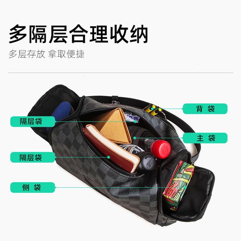Product Introduction of Stylish Plaid PU Leather Men's Shoulder Casual Oblique Bag Simple Business Bag Square Bag 1