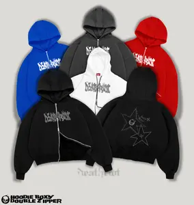 DTRT - Hoodie Boxy Double Zipper Oversized Pria Jaket Sweater Couple Kalcer Unisex - DT