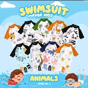 Baju Renang Anak Lucu Karakter 1 sampai 12 Tahun Lengan Pendek dengan Desain Hewan Imut dan Warna Cerah