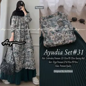One Set Wanita Setelan Rok Tunik Flowery Bunga