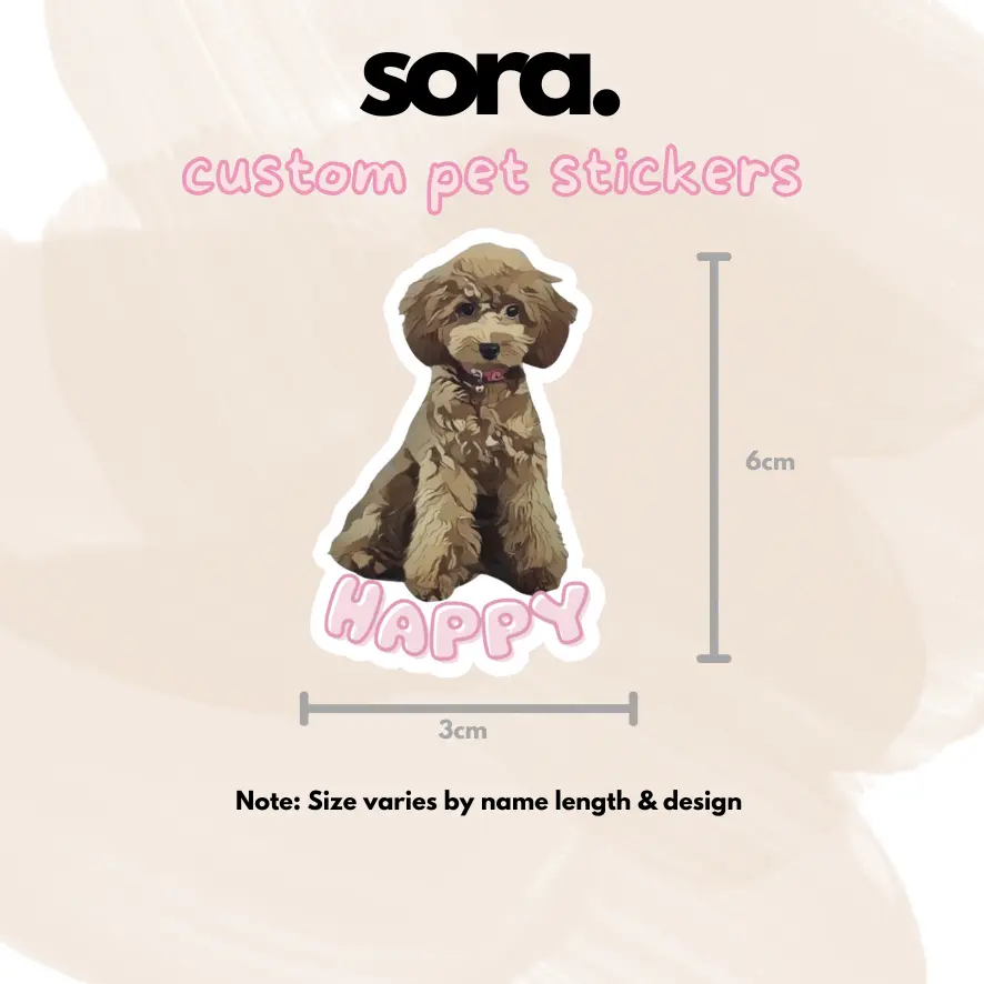 Custom Pet Name Stickers – 3pcs | Waterproof Cartoon Style | Personalized Pet Stickers