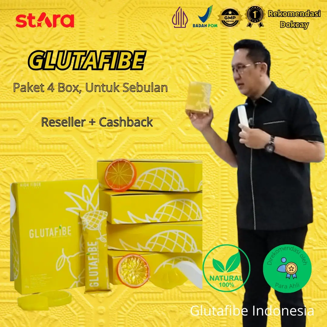 Glutafibe Paket Cashback (4 Box) Pencuci Usus Rekomendasi Dokter Cahyo