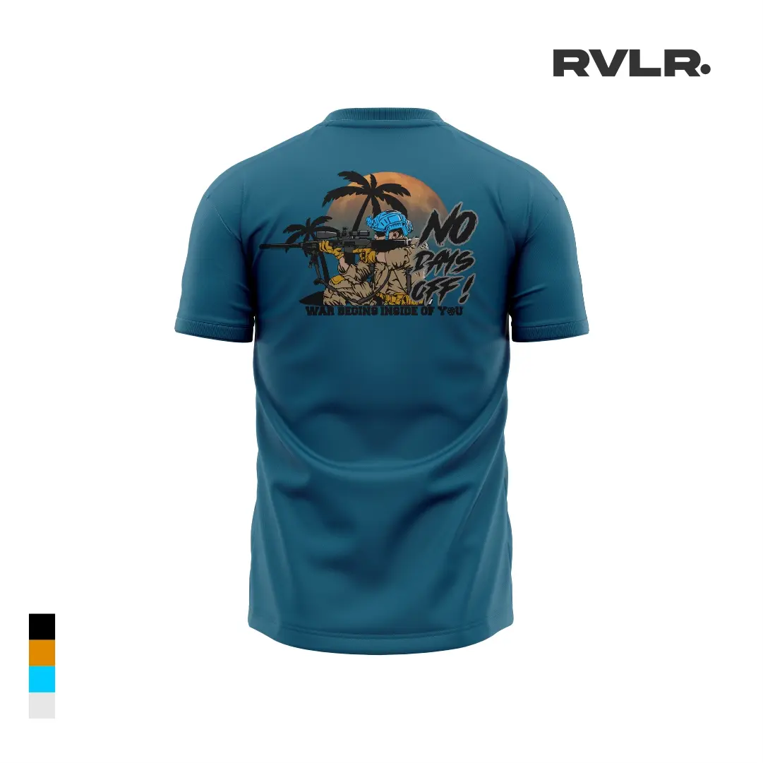 RVLR Official Kaos T-Shirt | NO DAYS OFF | Blue Denim- Abu- Mustard| Premium Quality katun combed 24s
