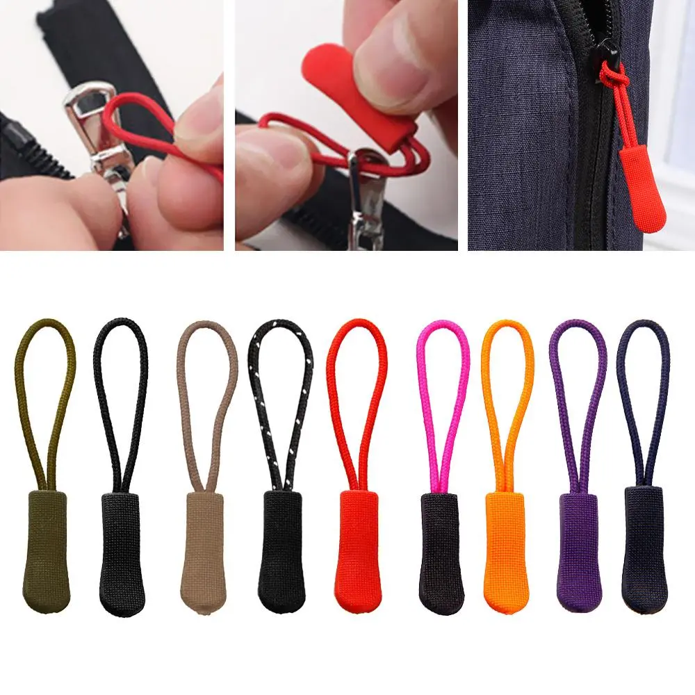 10/20pcs High quality Bags Clip Buckle Travel Clothing Zip Puller Replacement Cord Rope Pullers Zipper Pull Ends Lock Zips