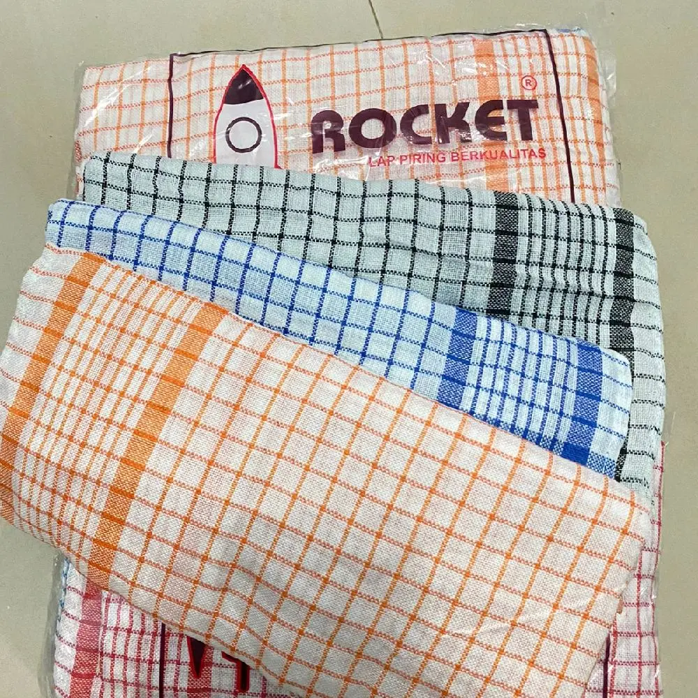 serbet kotak ROCKET / lap kotak kotak / lap makan Dapur / Peralatan masak tidak mudah terurai casual