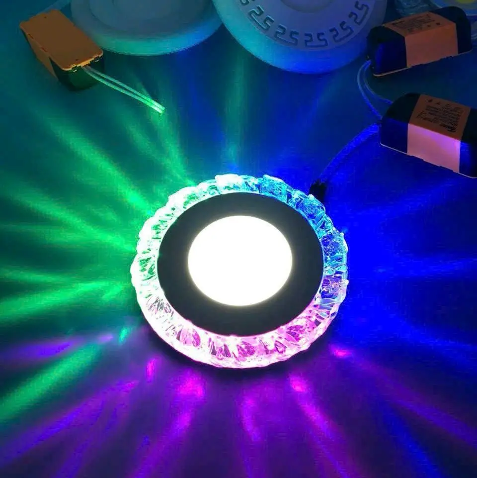 âm trần ba màu xanh dương -hồng-xanh lá 3+3w phi 75 và phi 90