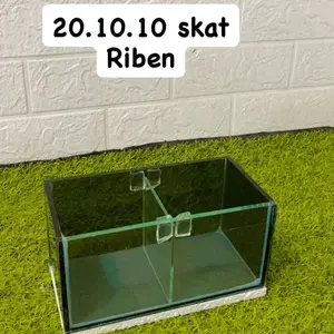 Aquarium kaca ukur 20.10.10 skat 2 kamar kaca full riben depan bening 5mm (20.10.10 RIBEN)