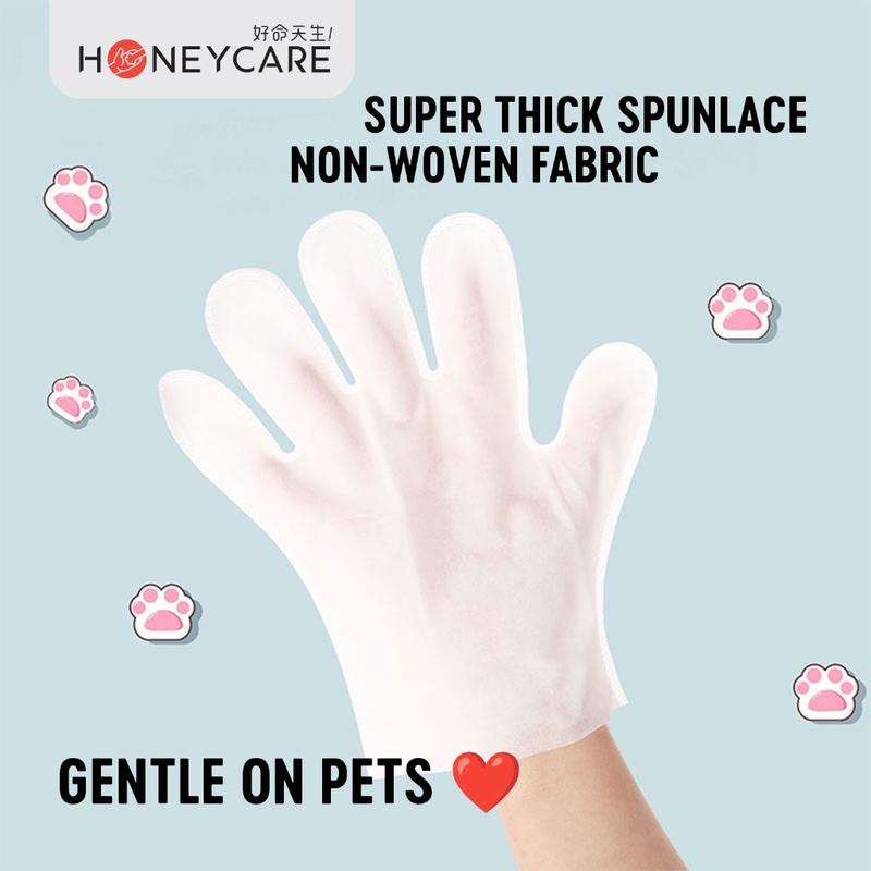 HoneyCare Pet SPA Cleansing Glove Disposable Wipes For Cats & Dogs 1