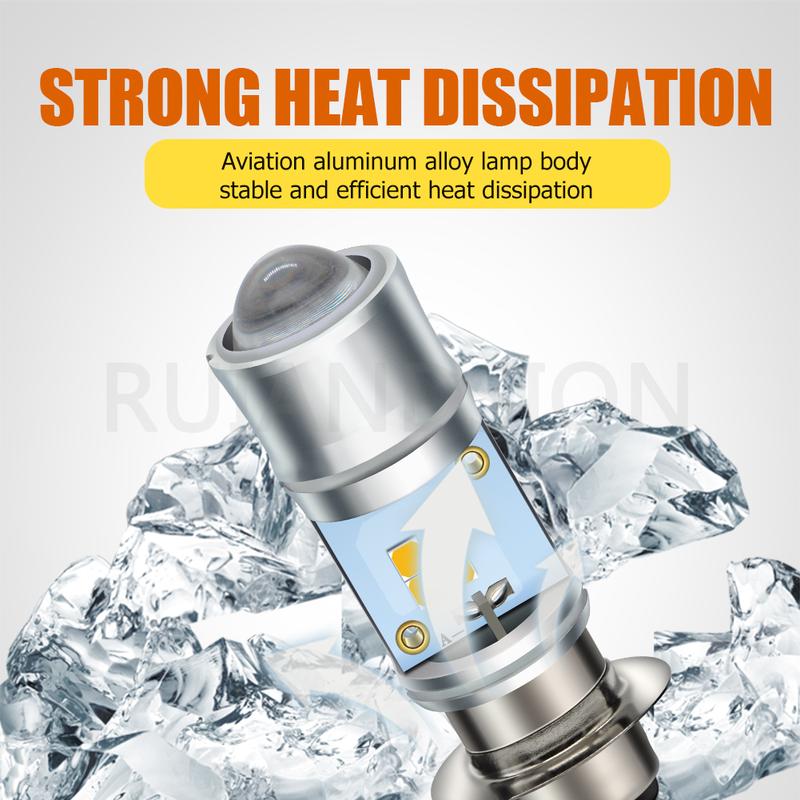 Ruiandsion P15D H6M 25-1 25-3 Led Motorcycle Headlight Blubs 3030 9LED Chip for Motorcycle Spotlights Fog lamp White+Yellow DC/AC 9-60V 1/2pcs 3